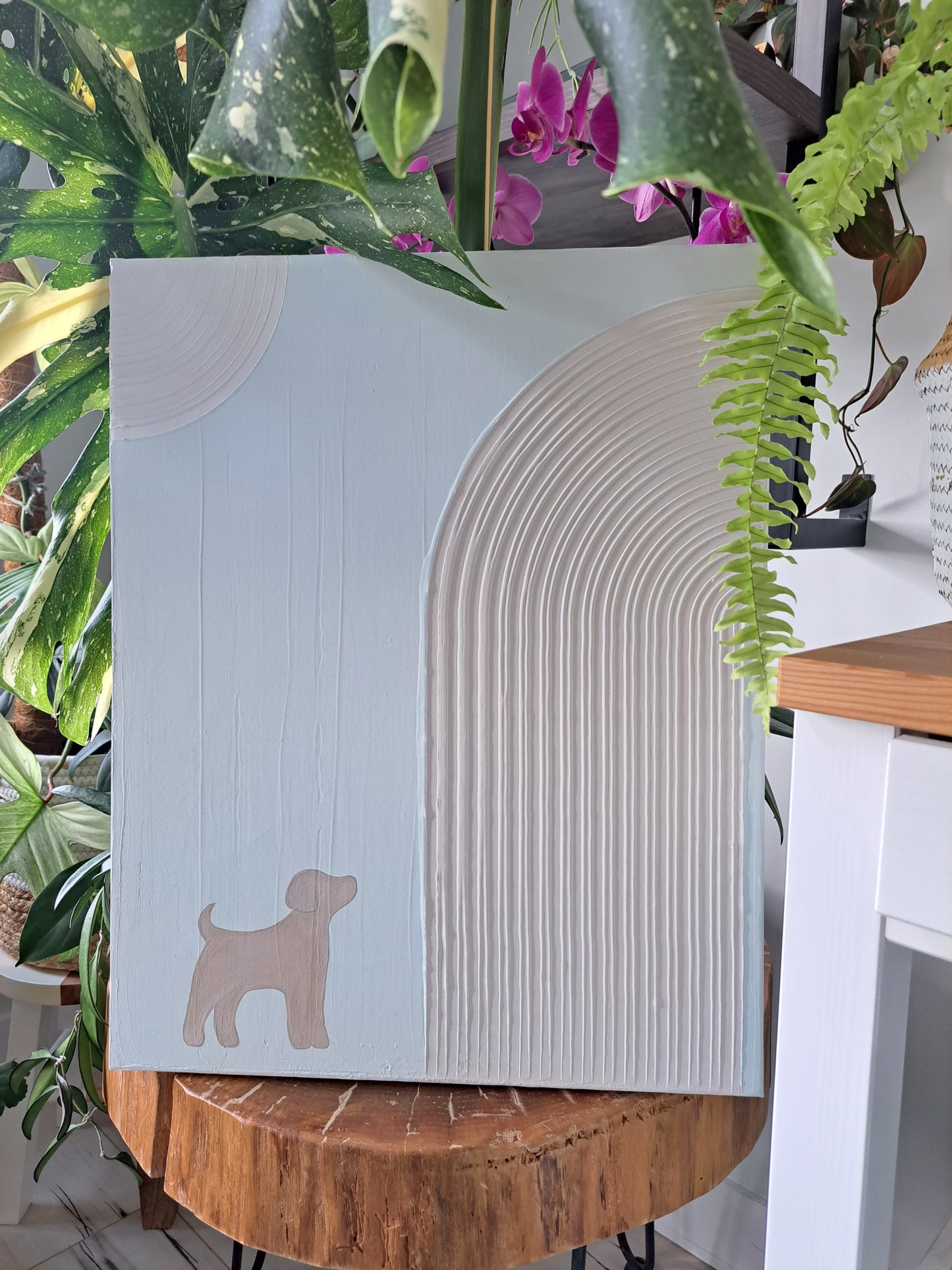 Dog Boho Arches Textured Canvas Art