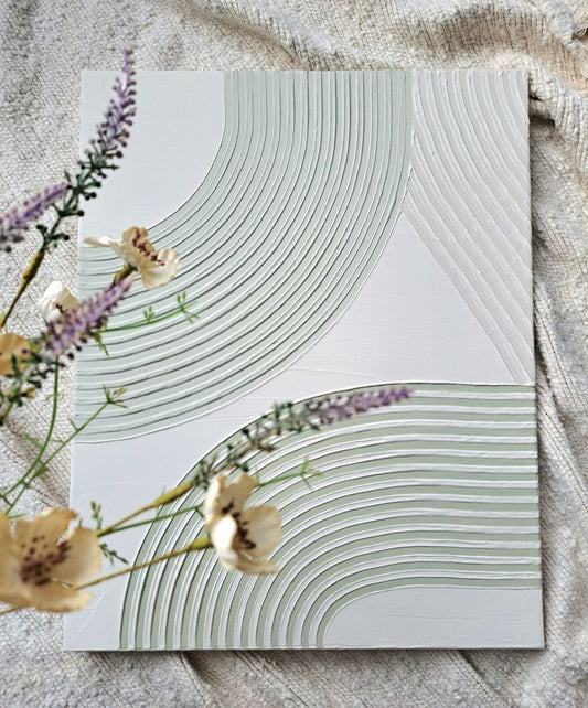 Sage Green and Dusty Pink Textured Art