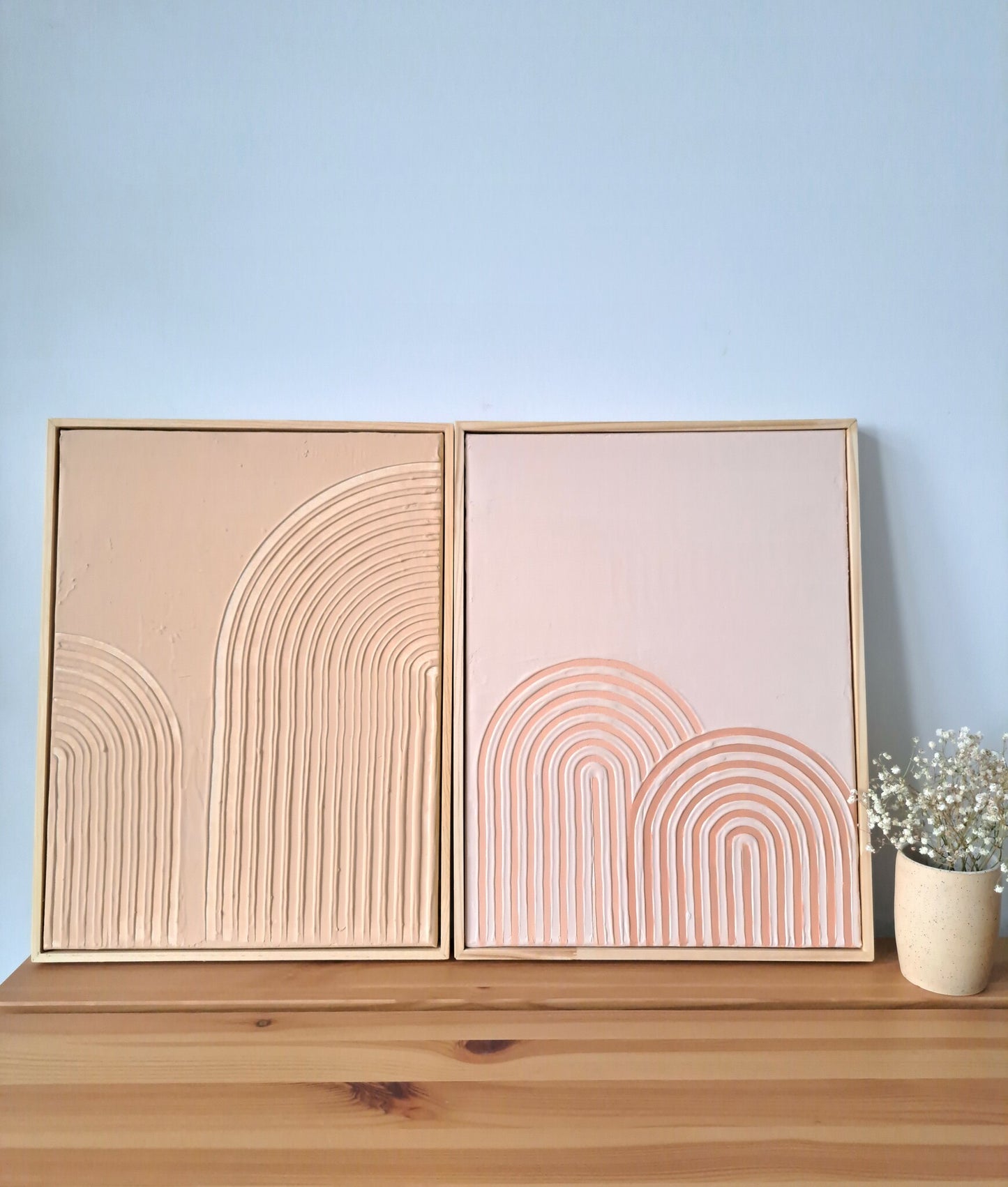 Boho Terracotta Arches Canvas Art in Wood Frame