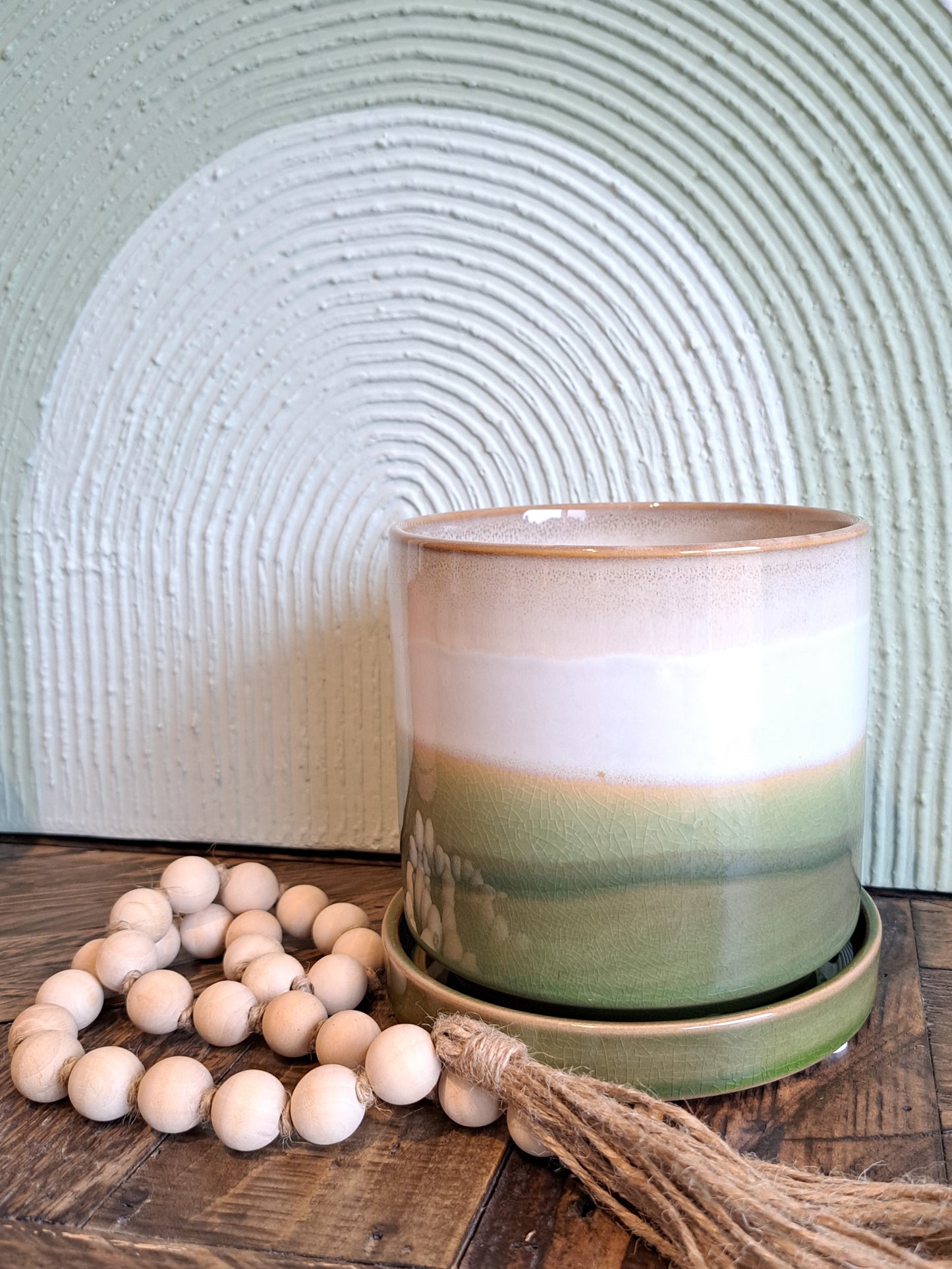 Moss Green 4.75" Ceramic Plant Pot