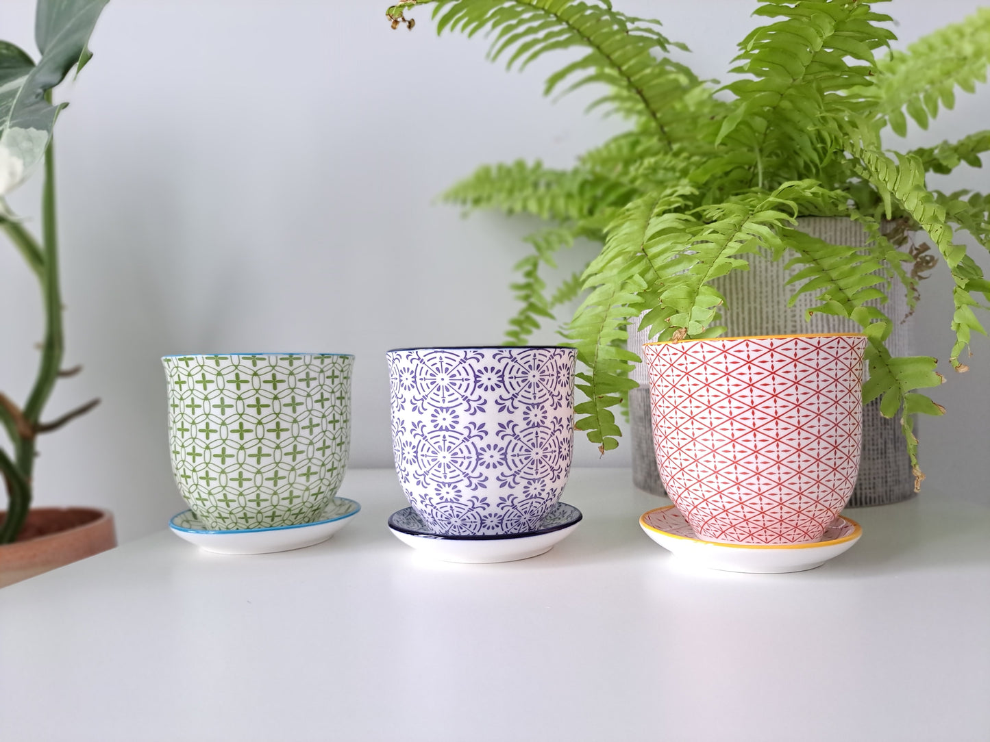 Navy Lace Porcelain Plant Pot