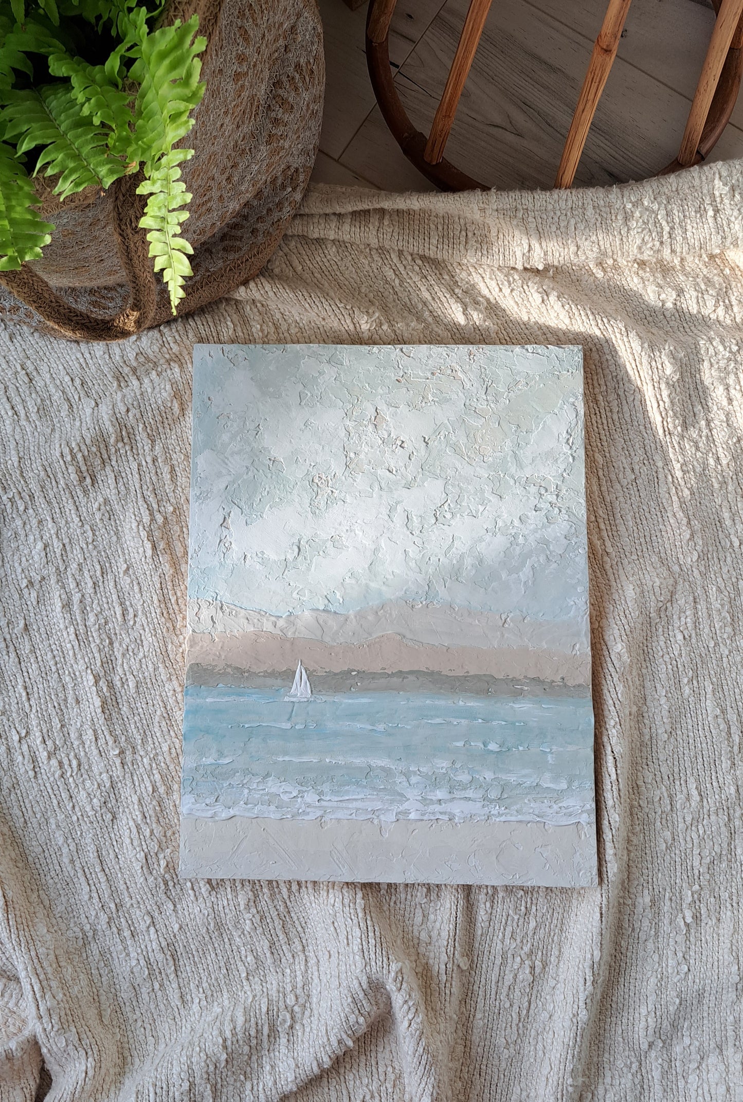 Out For a Sail Textured Art on Wooden Panel
