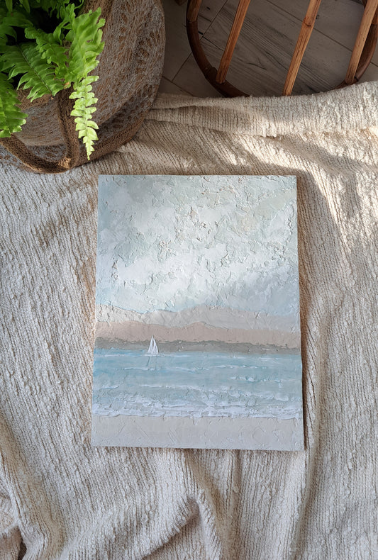 Out For a Sail Textured Art on Wooden Panel
