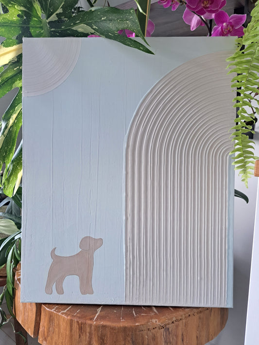 Dog Boho Arches Textured Canvas Art