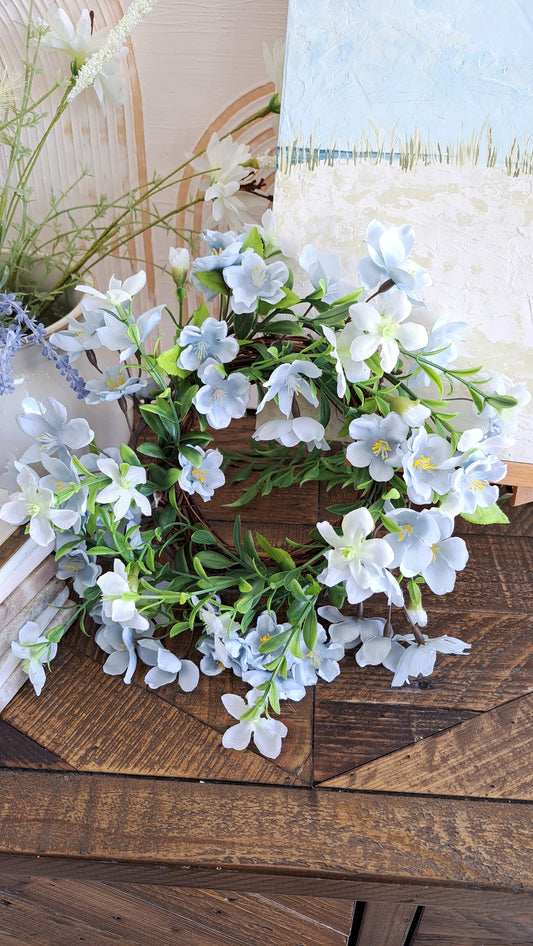 Light Blue and White Floral Wreath