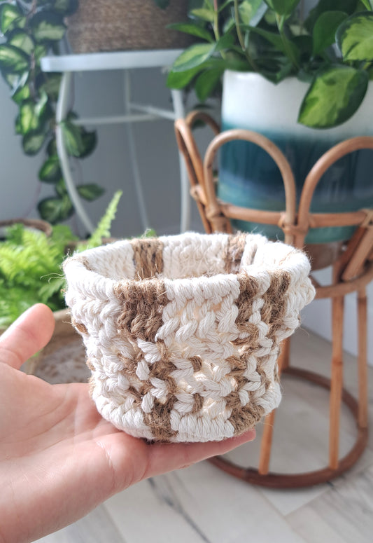 Handmade Cotton and Jute Mini Basket