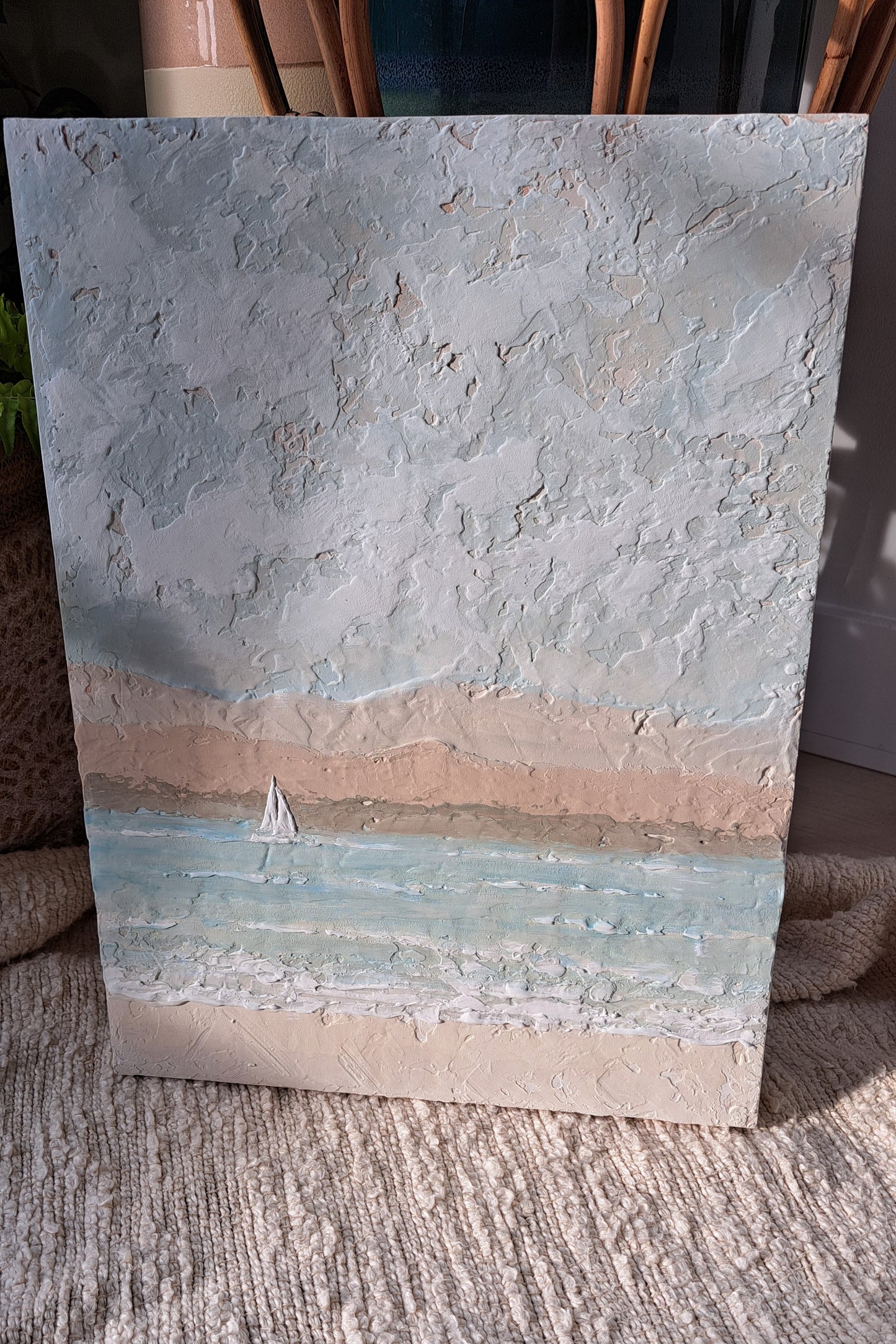 Out For a Sail Textured Art on Wooden Panel