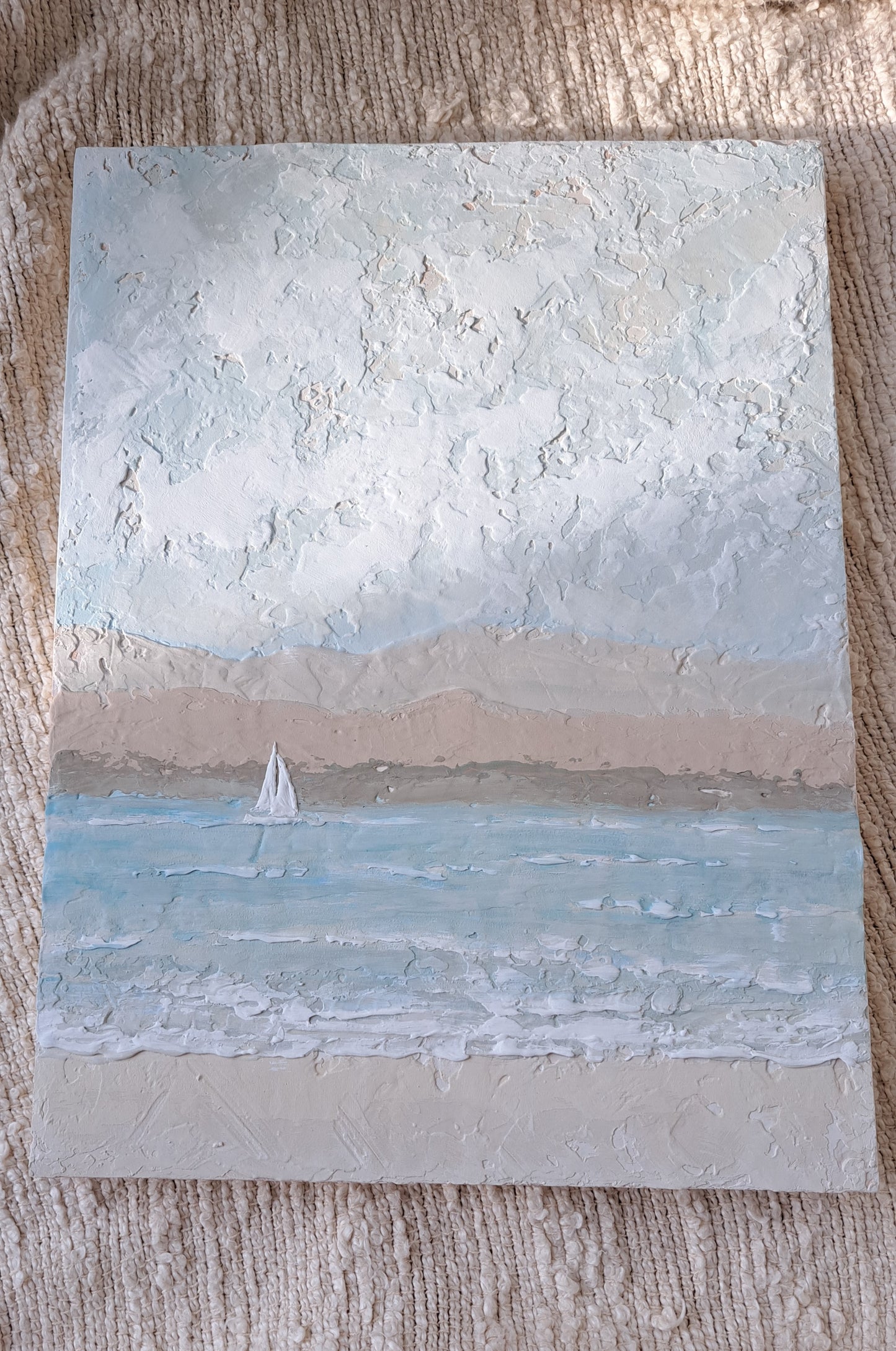 Out For a Sail Textured Art on Wooden Panel